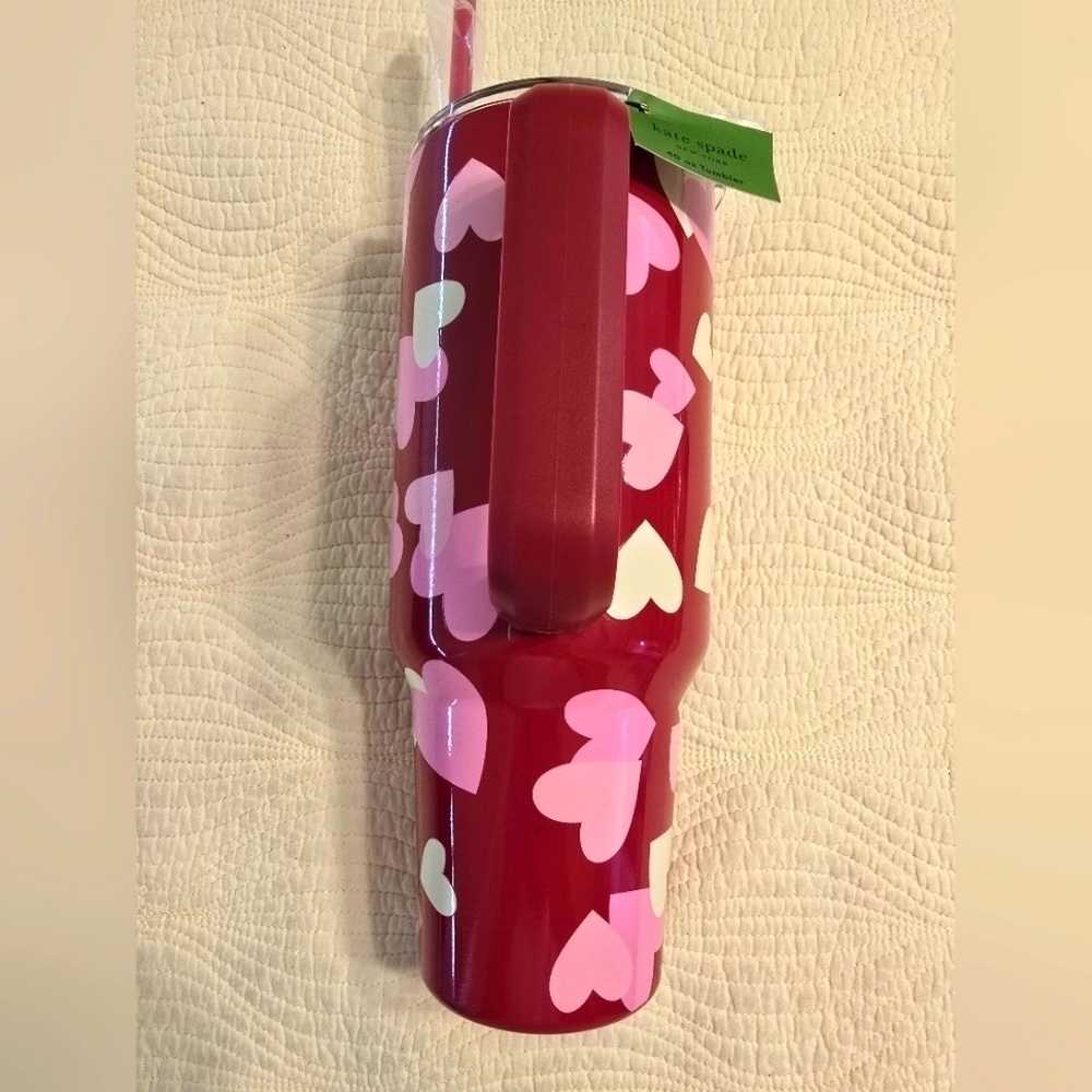 NWT Kate Spade Valentine Heart Stainless Steel Tumbler,  40 oz - Picture 4 of 9